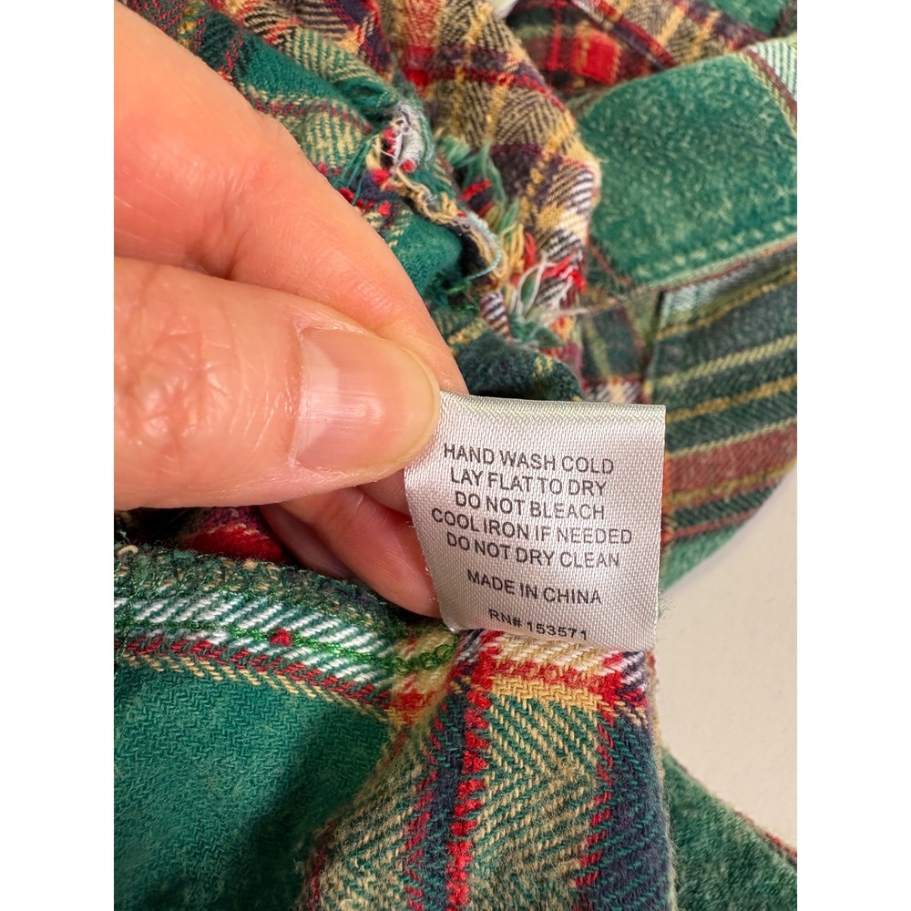 Oli & Hali Plaid Button Down Shacket Womens S Green Raw Hem Grunge Shabby Boho - Picture 5 of 10